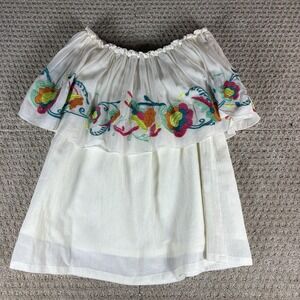 Missy Robertson Women's Strapless‎ Tube Top Floral Embroidered Boho Peasant Sz S